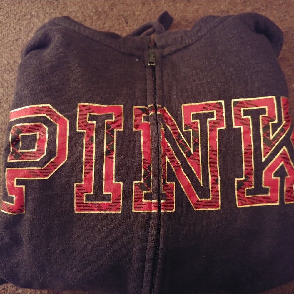 PINK Victoria's Secret zip-up lightweight form fitting hoodie size Medium